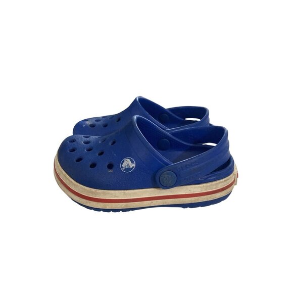 Crocs Classic Kids Size 6 Blue Slip-On Adjustable Heel Strap Clog Shoes - Picture 3 of 8